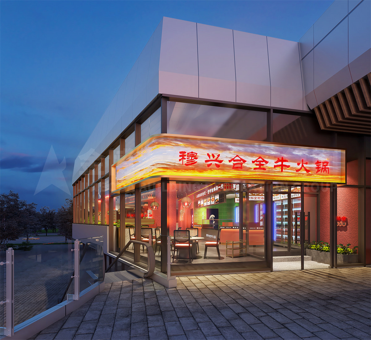 鄭州穆興合全牛火鍋店裝修設(shè)計(jì)